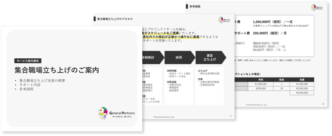 集合職場立ち上げサービスのご案内のイメージ画像